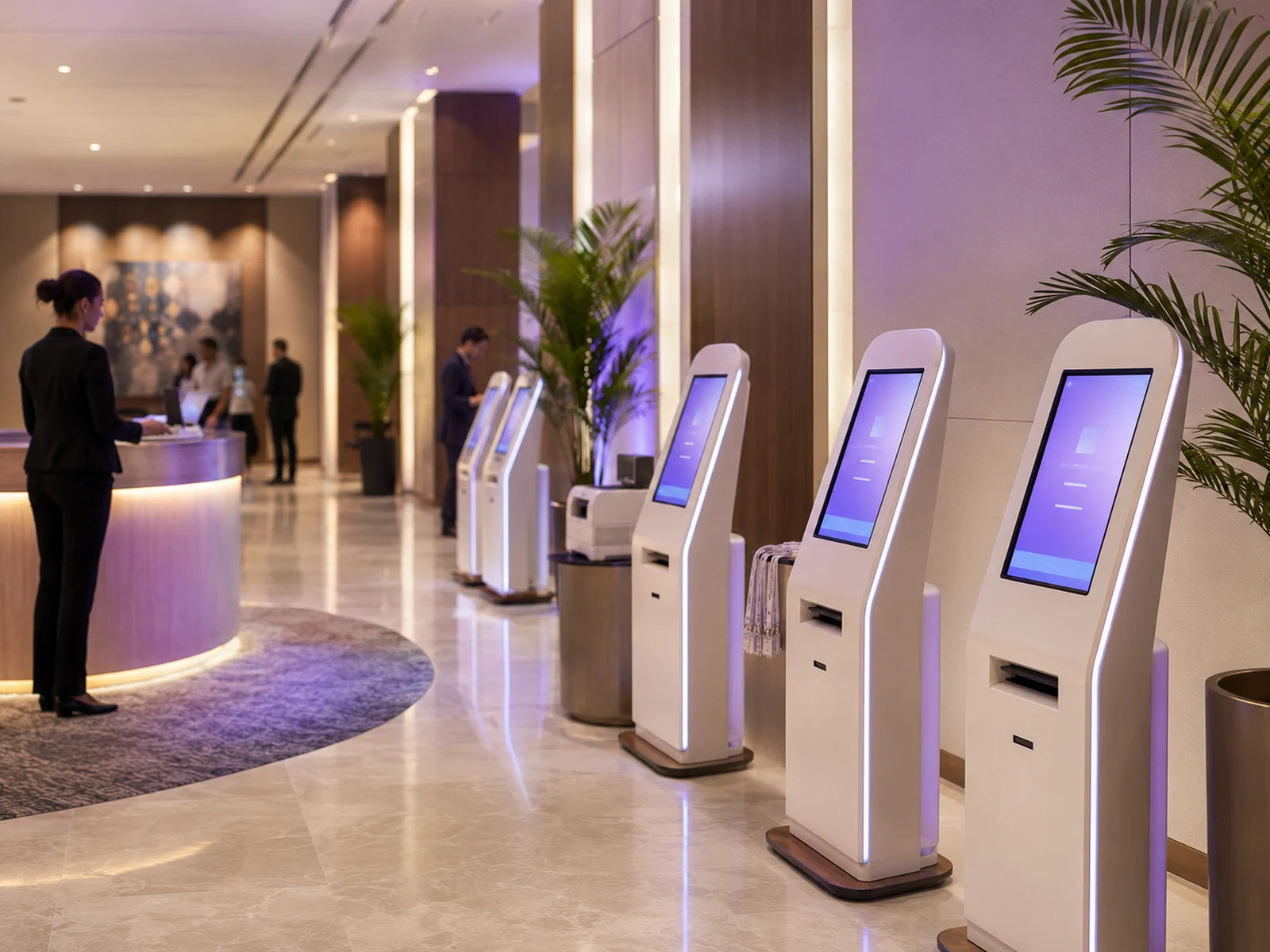 Premium event registration kiosks and onsite support in a polished conference environment