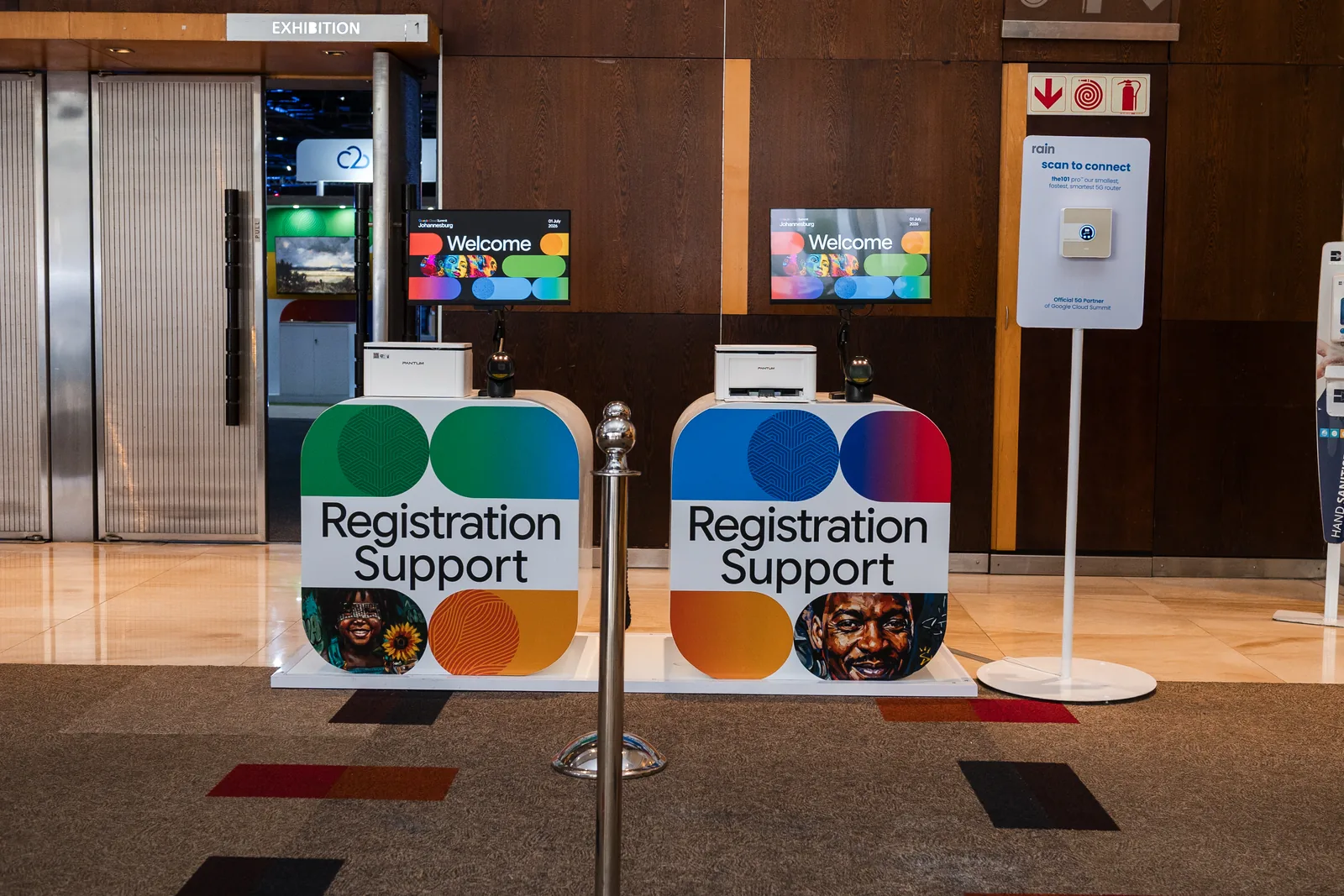 Prepared registration support point at a live event